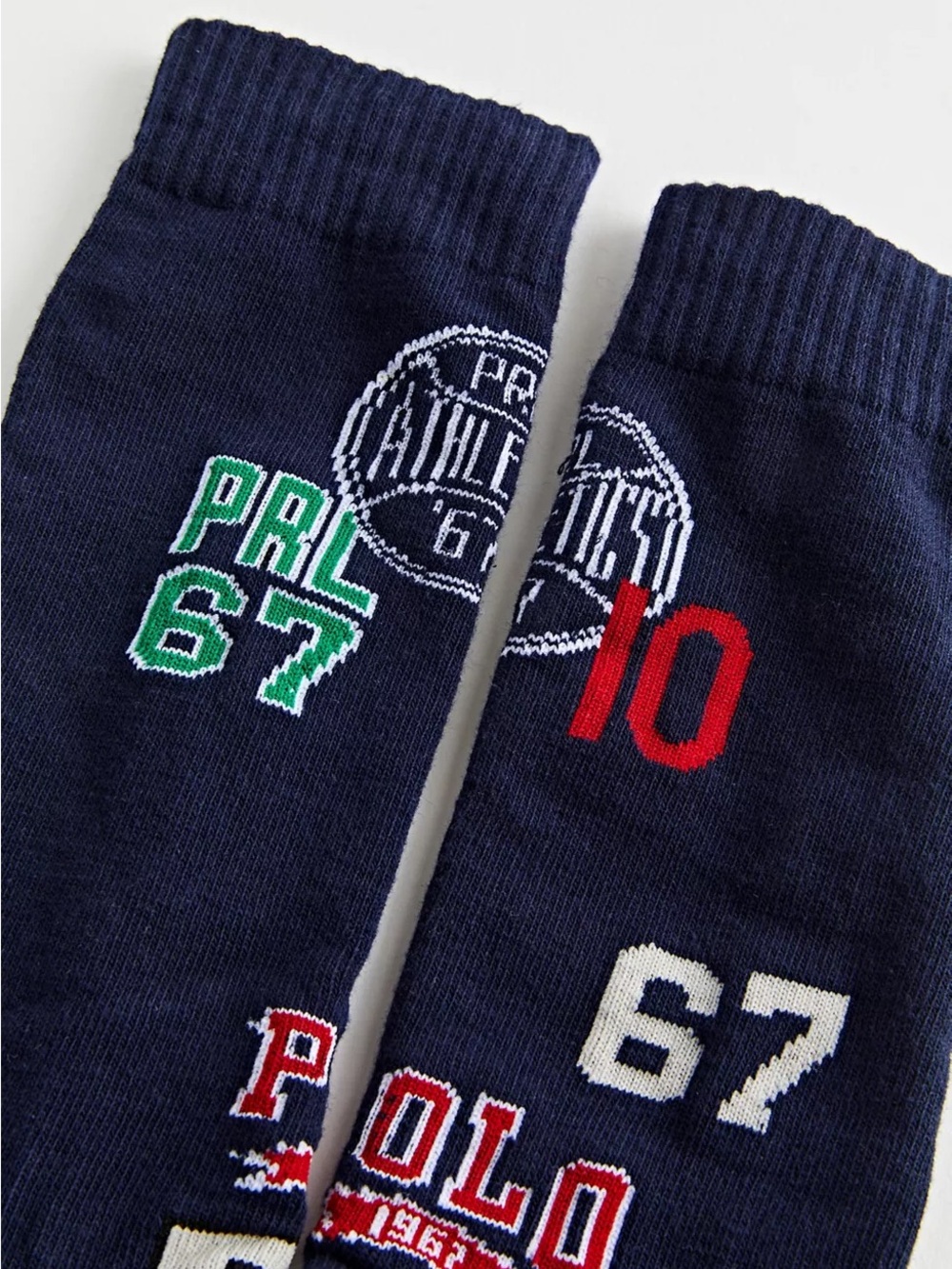 Polo by Ralph Lauren Navy Crew Socks with Red, Green & White Accents